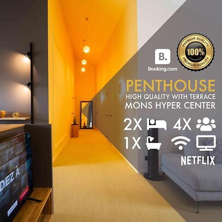 Luxury Penthouse & Terrace - Mons City Center Exteriör bild